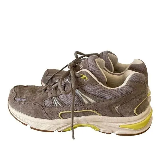 Vionic Suede Leather Sneakers Shoes Comfort Women Size 8 Gray Cream Low Top
