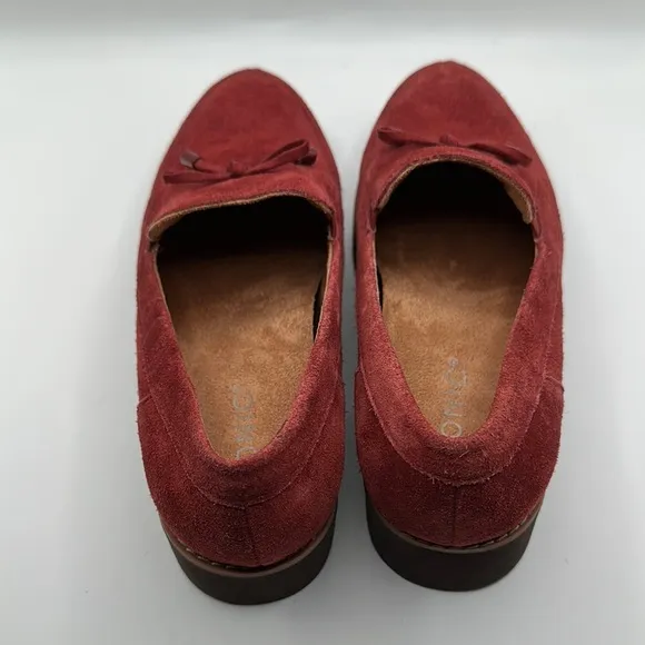 Vionic Sz 6 1/2 Finley Red Flats Suede Loafers