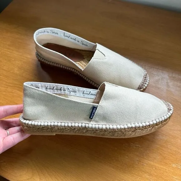 Viscata Barcelona Barceloneta Canvas Cream/Off White Espadrille Closer Toe Flat