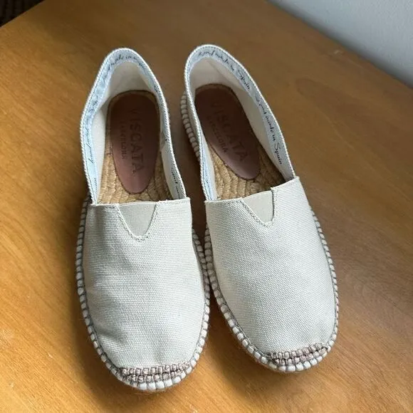 Viscata Barcelona Barceloneta Canvas Cream/Off White Espadrille Closer Toe Flat