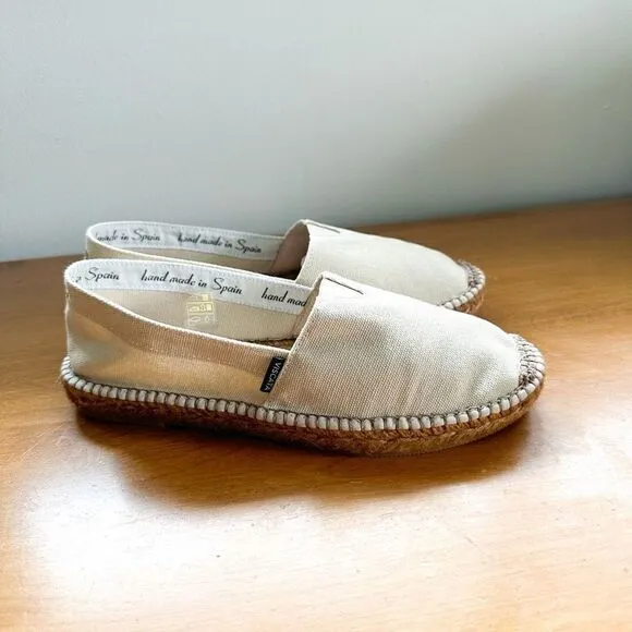 Viscata Barcelona Barceloneta Canvas Cream/Off White Espadrille Closer Toe Flat