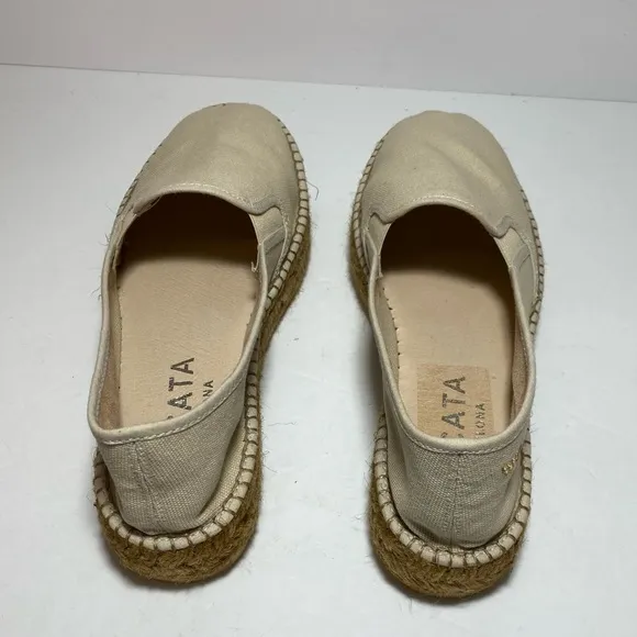 Viscata Barcelona Castell Canvas EspadrillePlatforms Beige Women's Size 40
