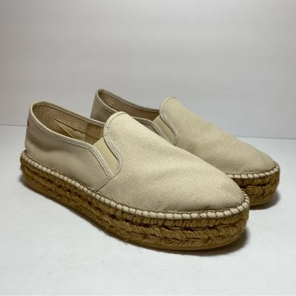 Viscata Barcelona Castell Canvas EspadrillePlatforms Beige Women's Size 40