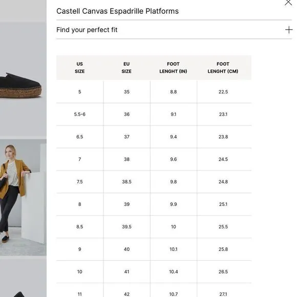 Viscata Barcelona Castell Canvas Espadrille Platforms, Black, Size EU39 US8, NWT