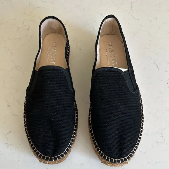 Viscata Barcelona Castell Canvas Espadrille Platforms, Black, Size EU39 US8, NWT