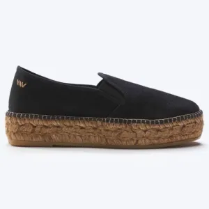 Viscata Barcelona Castell Canvas Espadrille Platforms, Black, Size EU39 US8, NWT
