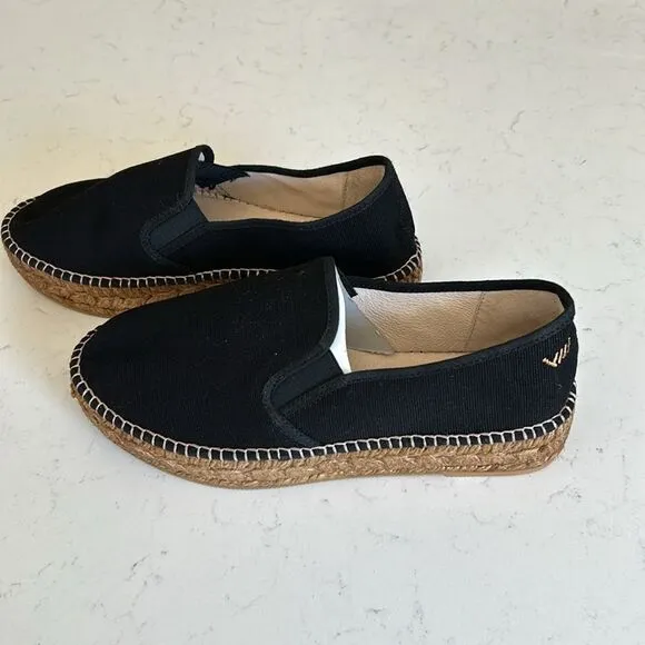 Viscata Barcelona Castell Canvas Espadrille Platforms, Black, Size EU39 US8, NWT