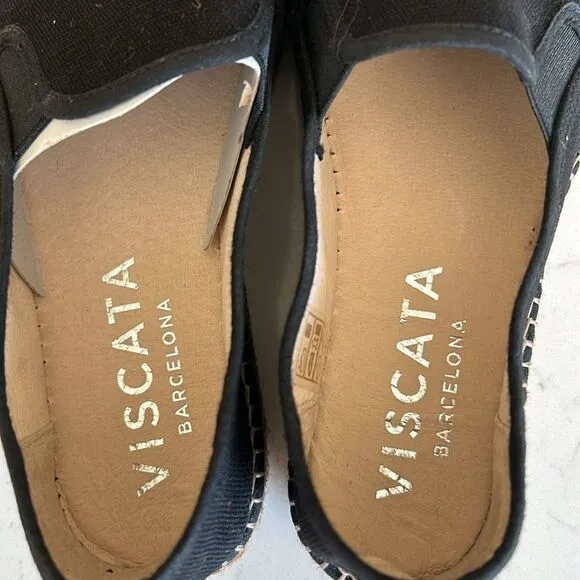 Viscata Barcelona Castell Canvas Espadrille Platforms, Black, Size EU39 US8, NWT