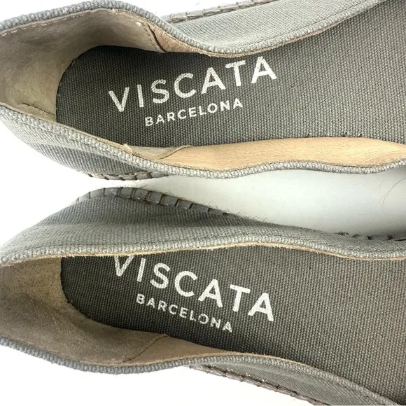 Viscata Barcelona Espadrilles 41 Gray Canvas Slip On Womens Shoes Brand New