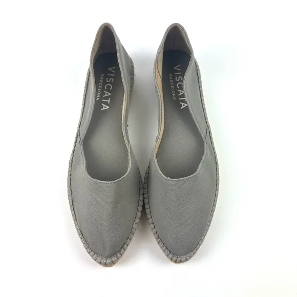 Viscata Barcelona Espadrilles 41 Gray Canvas Slip On Womens Shoes Brand New