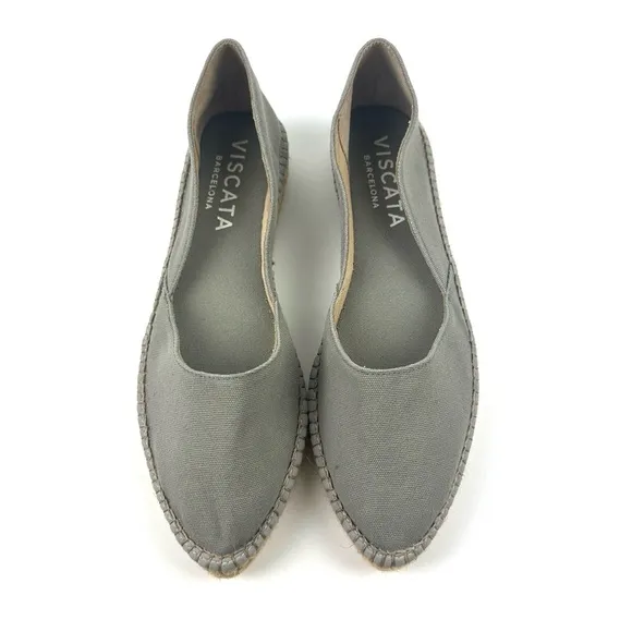 Viscata Barcelona Espadrilles 41 Gray Canvas Slip On Womens Shoes Brand New