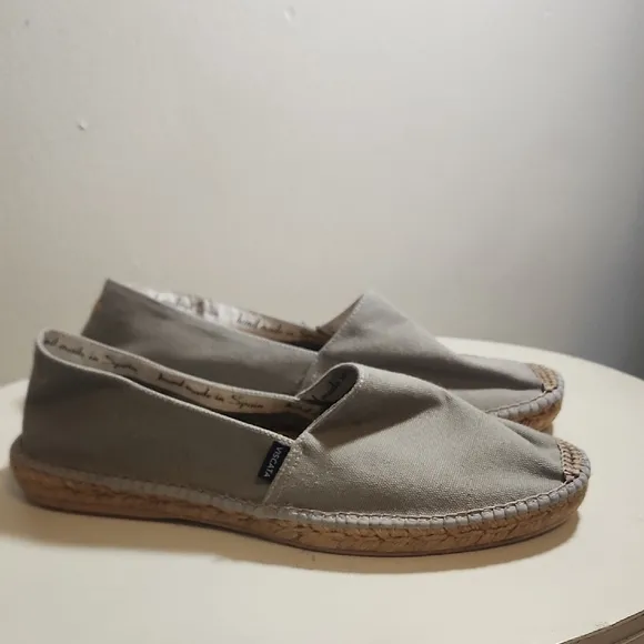 Viscata Barcelona Grey Woven Sole Espadrille Flats Made In Spain Size 12
