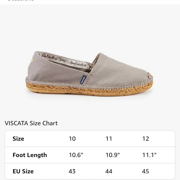 Viscata Barcelona Grey Woven Sole Espadrille Flats Made In Spain Size 12