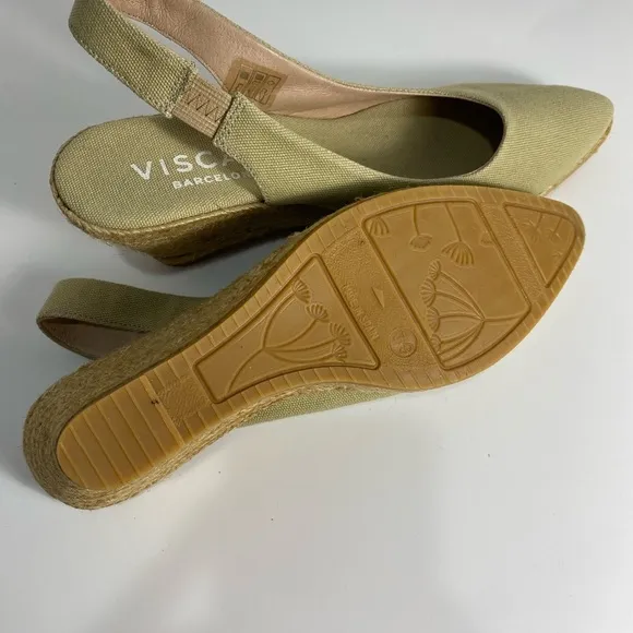 Viscata Barcelona Wedge Heel Espadrilles Light Green Size 39 US 8.5
