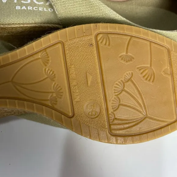 Viscata Barcelona Wedge Heel Espadrilles Light Green Size 39 US 8.5