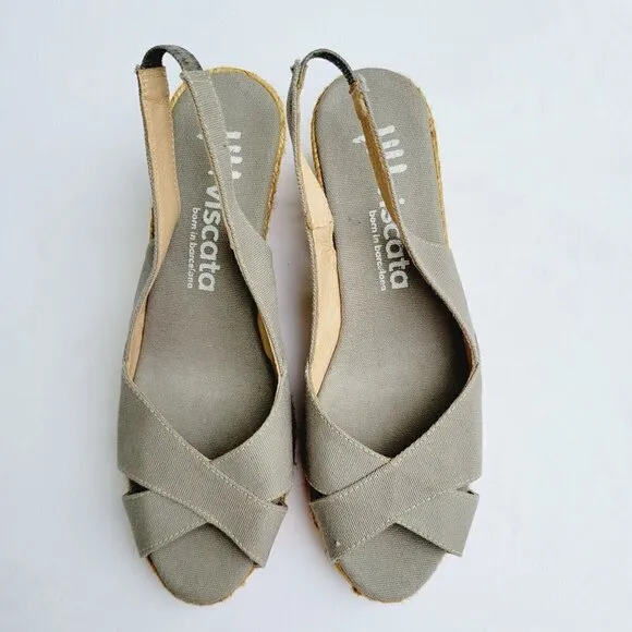 Viscata Barcelona Women's Ash Gray Canvas Calella Espadrilles Wedges - size 39