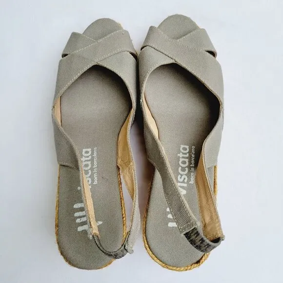 Viscata Barcelona Women's Ash Gray Canvas Calella Espadrilles Wedges - size 39