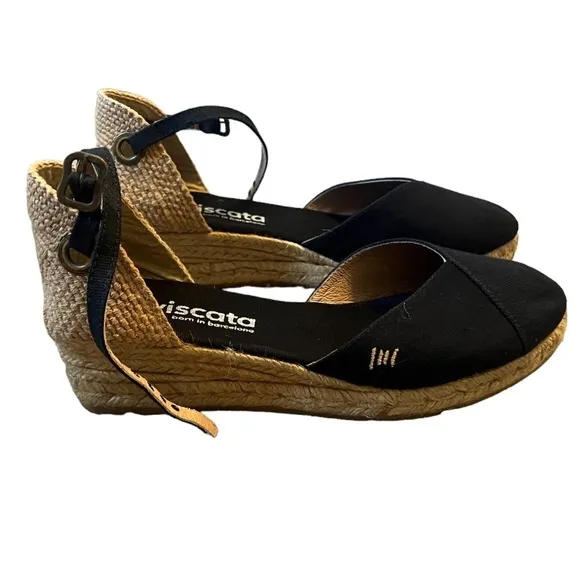 VISCATA Gava Canvas Wedge Handmade 2 ½” Heel Women's Sandals, Size 39/8