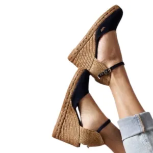 VISCATA Gava Canvas Wedge Handmade 2 ½” Heel Women's Sandals, Size 39/8