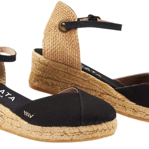 VISCATA Gava Canvas Wedge Handmade 2 ½” Heel Women's Sandals, Size 39/8