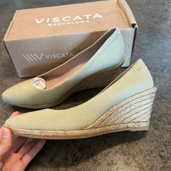 Viscata Roses Espadrille Canvas Wedge Shoes 38.5 EU NWT
