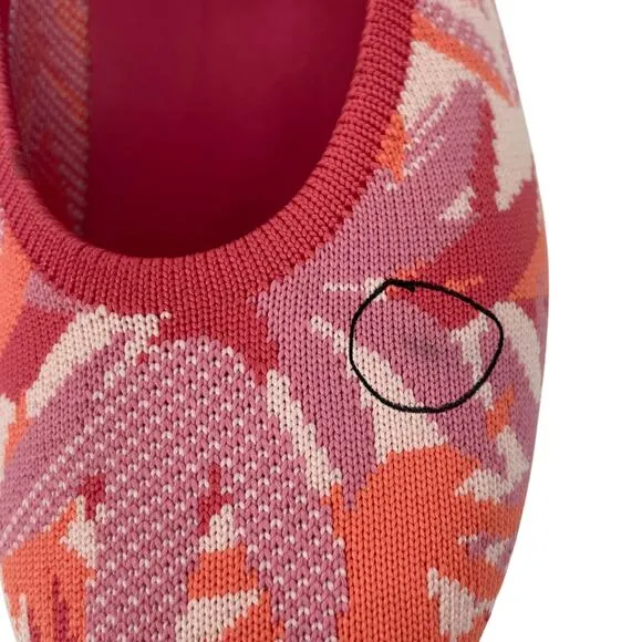 Vivaia Almond Toe Mary Jane Ballet Flats Coral Tropical Print Size 37.5/ 7