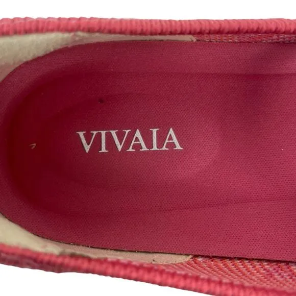 Vivaia Almond Toe Mary Jane Ballet Flats Coral Tropical Print Size 37.5/ 7
