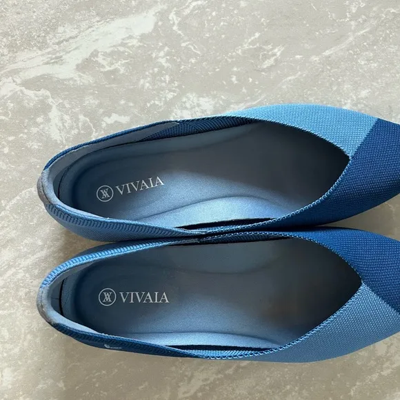 Vivaia Pointed-Toe V-Cut Flats (Valencia 2.0)- Colorblock Blue