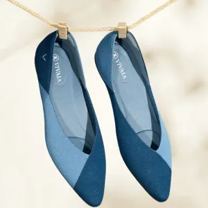 Vivaia Pointed-Toe V-Cut Flats (Valencia 2.0)- Colorblock Blue