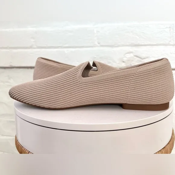 Vivaia Samantha Square Toed Loafer in Almond Tan Eco Friendly Shoes Recycled
