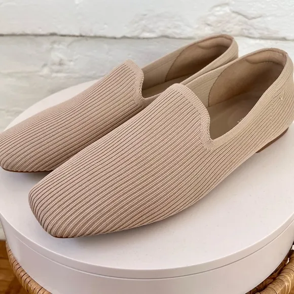 Vivaia Samantha Square Toed Loafer in Almond Tan Eco Friendly Shoes Recycled