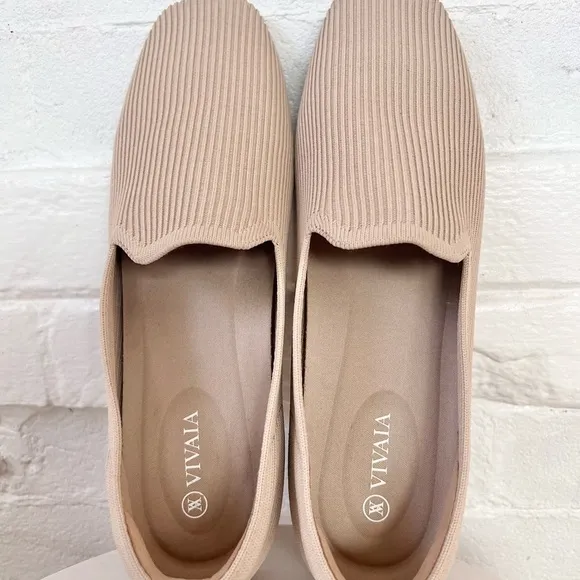 Vivaia Samantha Square Toed Loafer in Almond Tan Eco Friendly Shoes Recycled