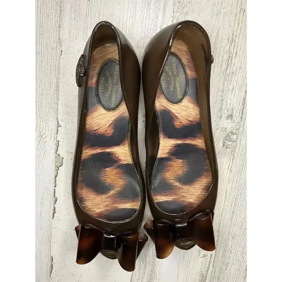Vivienne Westwood Anglomania Melissa Flats Brown Leopard size  6