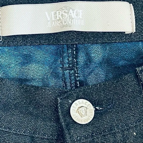 VNTG Versace Jeans Couture Cuffed Contrast Lined Capri Jeans US 8 EU 30 FR 44