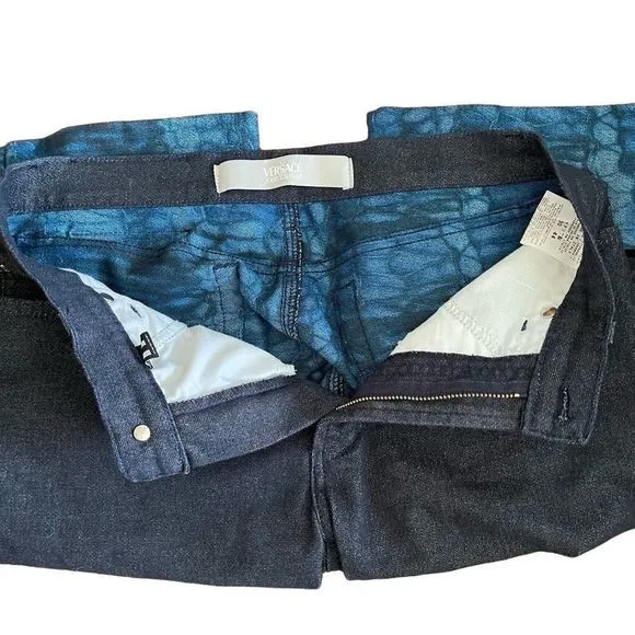 VNTG Versace Jeans Couture Cuffed Contrast Lined Capri Jeans US 8 EU 30 FR 44