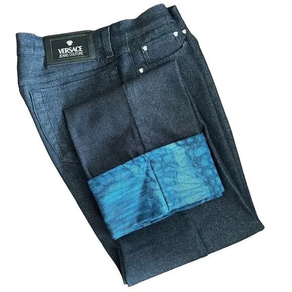 VNTG Versace Jeans Couture Cuffed Contrast Lined Capri Jeans US 8 EU 30 FR 44