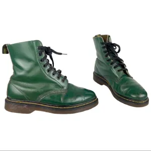 Vtg Doc Martens Made in England Forest Green Combat Boots Sz 5 UK Grunge