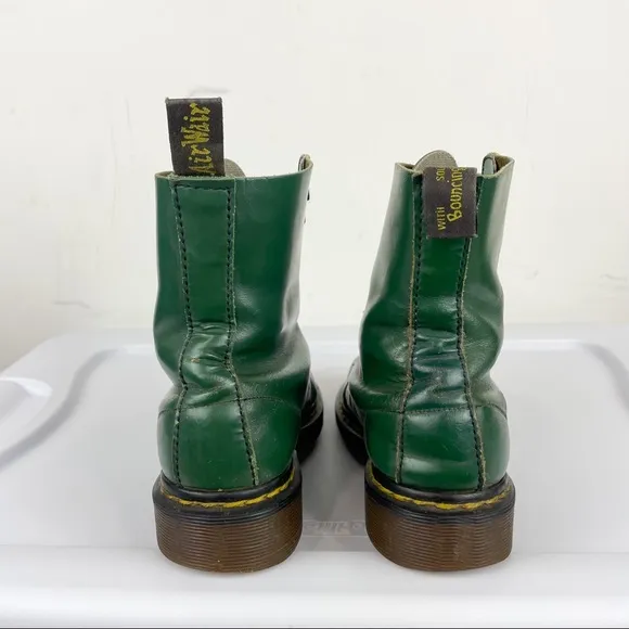 Vtg Doc Martens Made in England Forest Green Combat Boots Sz 5 UK Grunge