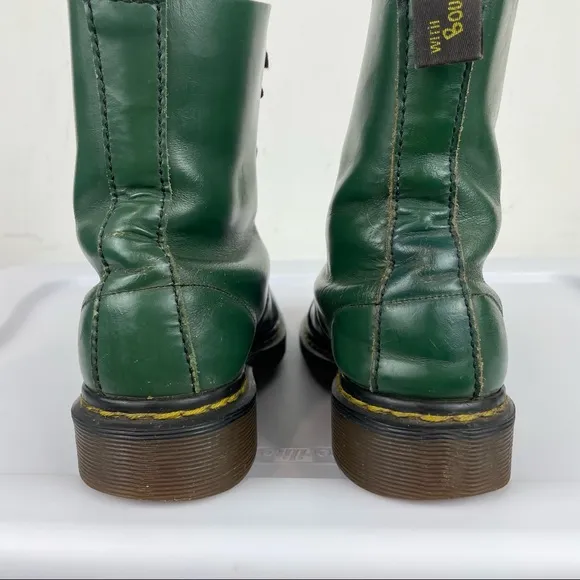 Vtg Doc Martens Made in England Forest Green Combat Boots Sz 5 UK Grunge