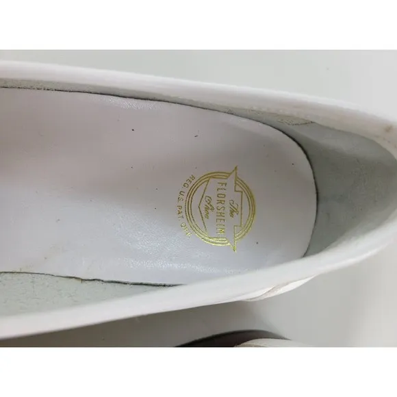 Vtg Florsheim Mens‎ White Woven Leather Loafers Italy 10 C