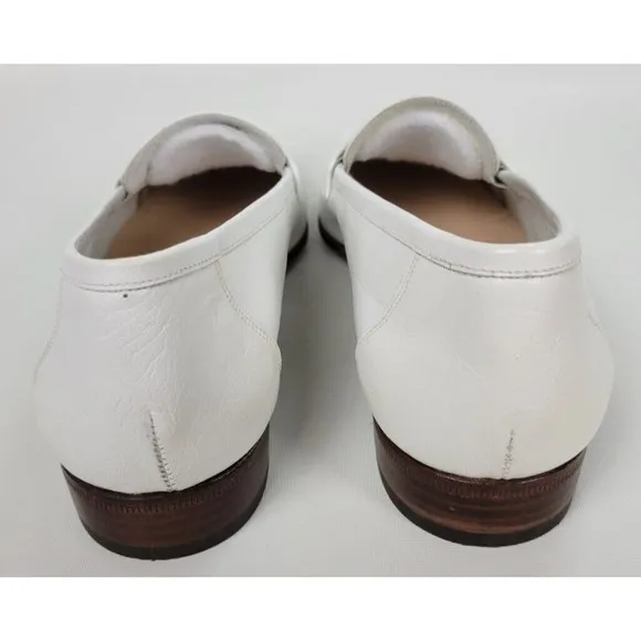 Vtg Florsheim Mens‎ White Woven Leather Loafers Italy 10 C
