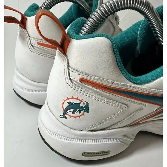 VTG Reebok NFL Miami Dolphins DMX Ride White Teal Green Low Top Sneakers Mens 8