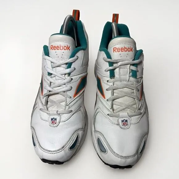 VTG Reebok NFL Miami Dolphins DMX Ride White Teal Green Low Top Sneakers Mens 8