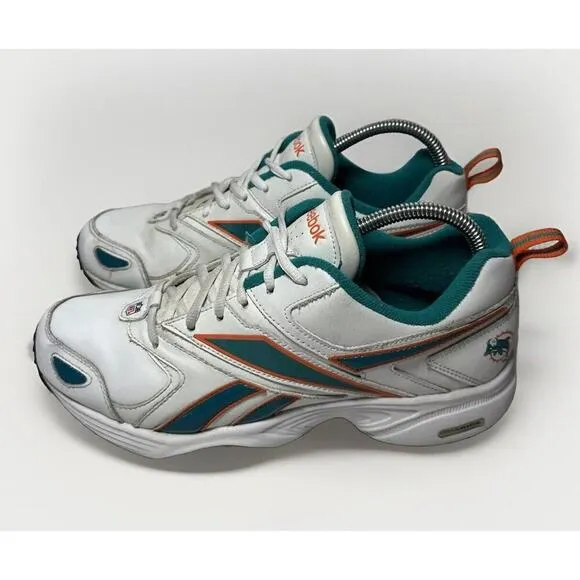 VTG Reebok NFL Miami Dolphins DMX Ride White Teal Green Low Top Sneakers Mens 8