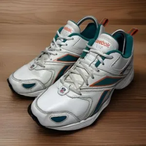 VTG Reebok NFL Miami Dolphins DMX Ride White Teal Green Low Top Sneakers Mens 8