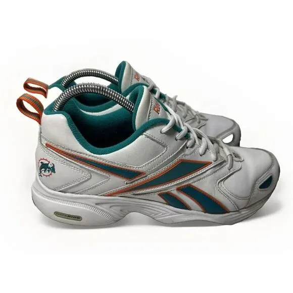 VTG Reebok NFL Miami Dolphins DMX Ride White Teal Green Low Top Sneakers Mens 8
