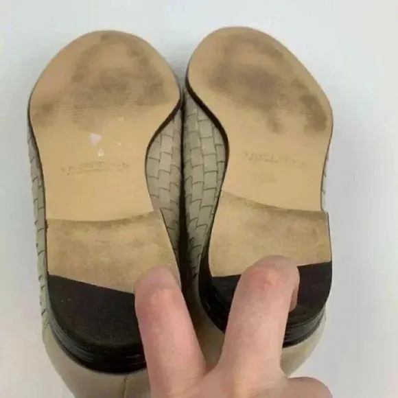 Vtg Trotters flats 6.5 W leather woven loafers 90s