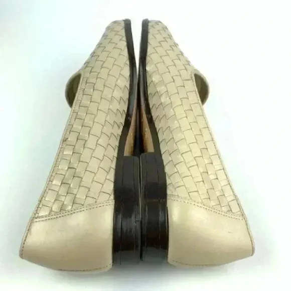 Vtg Trotters flats 6.5 W leather woven loafers 90s