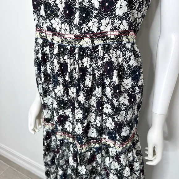 WARM Clothing Big Love Floral Print Tie Strap Tiered Maxi Dress Size 2/M