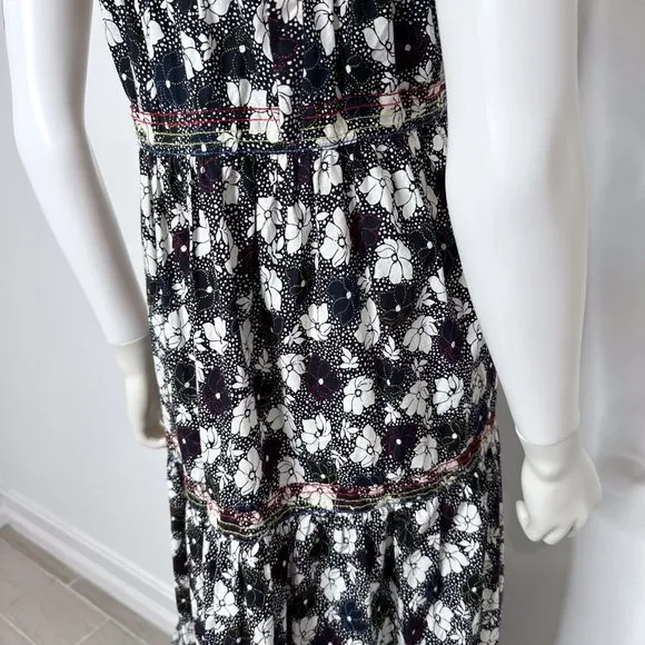 WARM Clothing Big Love Floral Print Tie Strap Tiered Maxi Dress Size 2/M